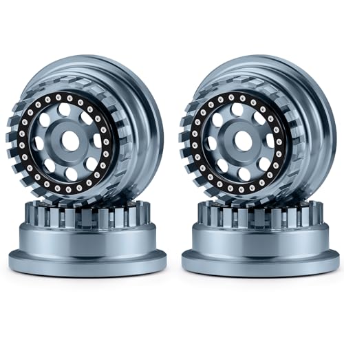 4PCS Aluminium Beadlock Wheel Rims For 1/7 Mojave 6S EXB & 1/8 Mojave 4S BLX Desert Truck(Titanium) - color: Titanium