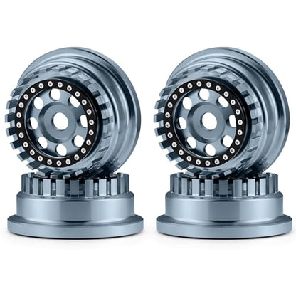 4PCS Aluminium Beadlock Wheel Rims For 1/7 Mojave 6S EXB & 1/8 Mojave 4S BLX Desert Truck(Titanium) - color: Titanium