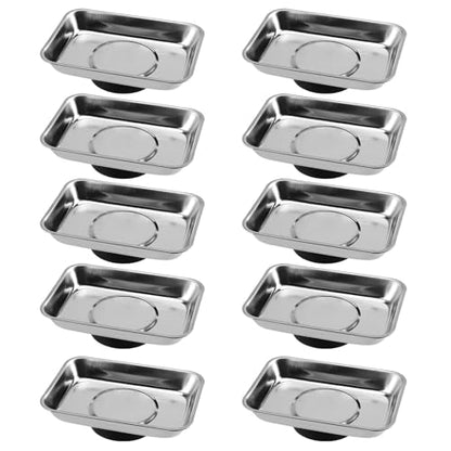 SINJEUN 10 Pieces Rectangle Magnetic Part Tray, 3.6 x 2.5 Inch Magnetic Tray Set, Stainless Steel Magnetic Tray Holder for Screws, Nut, Bolt and Metal Part - size: 3.6 x 2.5 Inch Rectangle