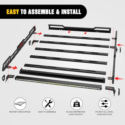 Nilight Roof Rack Cargo Basket with LED Light Bar Compatible with 2007-2026 Wrangler JK JL Unlimited & Gladiator JT 4 Door Hardtop, JKU JLU Luggage Rooftop Storage Carrier - color: JK/JL/JT Roof Rack