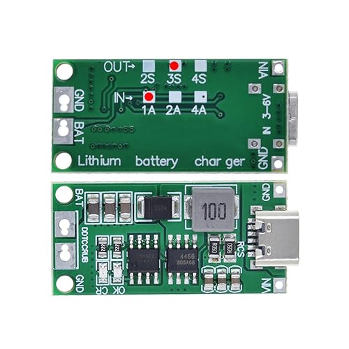HiLetgo 2pcs Multi-Cell 2S 3S 4S USB-C to 8.4V 12.6V 16.8V (3S 1A) Step-Up Boost LiPo Polymer Li-Ion Charger Board 7.4V 11.1V 14.8V 18650 Lithium Battery Boost Module Type-C - style: 3S 1A