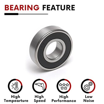 10 PCS 6204-2RS Double Rubber Sealed Deep Groove Ball Bearings 20x47x14mm, Deep Groove Ball Bearing ABCE-3 Pre-Lubricated, Chromium Bearing Steel (6204-2RS, 10) - size: 6204-2RS