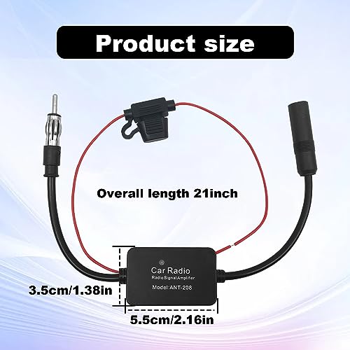 12V Car Booster 25 db - Amplify Signal & Reduce Noise AM FM Radio Universal Car FM AM Radio Amplifier for Car Stereo,Media,Head Unit Receiver