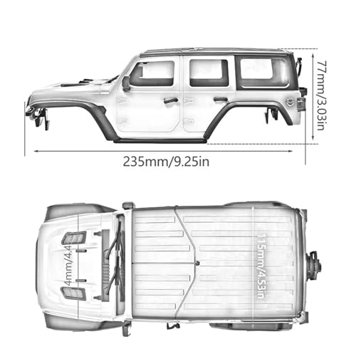 RC Car Upgrade Parts Compatible with TRX4M for Bronco for Defender for Wrangler 1/18 RC Crawler for Chassis ABS Hardtop Body Kit with Front Rear Bumpers(White) - size: White
