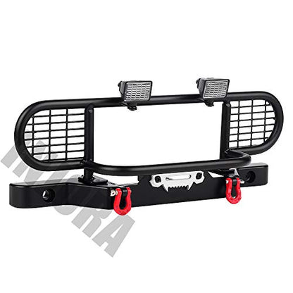 INJORA Metal Front Bumper with Light for 1/10 RC Crawler Car TRX4 TRX-4 (F19)