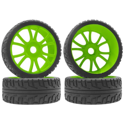 ShareGoo 1/8 RC Buggy Off Road Tires and Wheels Rim 17mm Drive Hex Compatible with Arrma Typhon Kyosho Losi VRX Redcat Tamiya HPI 1/8 RC Off Road Buggy (Green) - color: Green