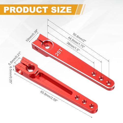 MECCANIXITY Aluminum Alloy 2 inch 25T Steering Servo Arm Horn Red for Car/Boat/Airplane Boat Accessories Pack of 3 - color: Red