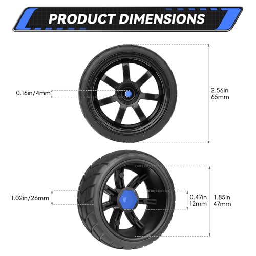 PreGlued 12mm Hex Hubs Wheel Rims&2.56" Rubber Tires for 1/10 On-Road Touring Car Drift for Traxxas 4tec 2.0 3.0 Tamiya TT02 TT01 HPI RS4 HSP Flying Fish Wltoys 144001 Kyosho Fazer (Edition E)