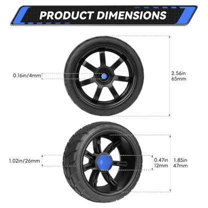PreGlued 12mm Hex Hubs Wheel Rims&2.56" Rubber Tires for 1/10 On-Road Touring Car Drift for Traxxas 4tec 2.0 3.0 Tamiya TT02 TT01 HPI RS4 HSP Flying Fish Wltoys 144001 Kyosho Fazer (Edition E)