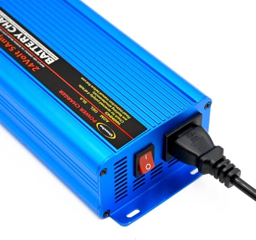 Unocho 24V 5A Battery Charger Smart 4-Stage Lead Acid Battery Maintainer with 3-Pin XLR & Alligator Clips for AGM Gel SLA VRLA Wet Batteries (US Plug)