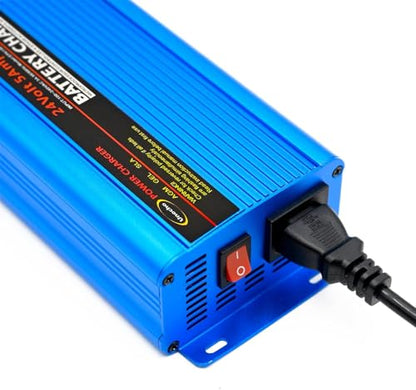 Unocho 24V 5A Battery Charger Smart 4-Stage Lead Acid Battery Maintainer with 3-Pin XLR & Alligator Clips for AGM Gel SLA VRLA Wet Batteries (US Plug)