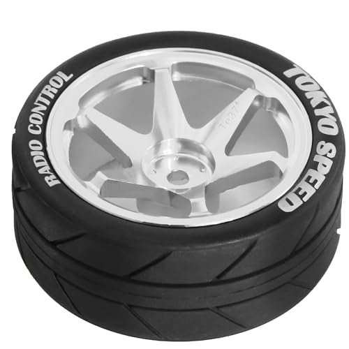 1/10 RC On Road Tires OD 65mm and Aluminum Street Wheels 12mm Hex Touring Tyres for 1:10 Rally Racing Drift Car Tamiya TT01 TT02 XV01 HPI KYOSHO HSP PTG2 Traxxas TA06 A959 PTG2 (Silver) - color: Silver