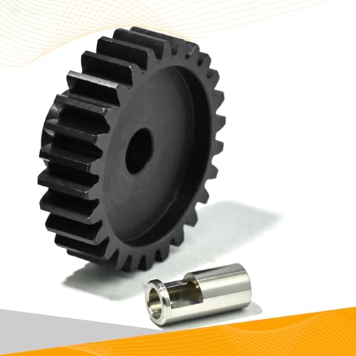 M1.5 26T Pinion Gear 8mm Bore with 8mm to 5mm Shaft Adapter Sleeve, Chromium Steel Motor Gear with Set Screw & Hex Key for Traxxas ARRMA Losi 1/5 1/8 RC Cars - size: 26T