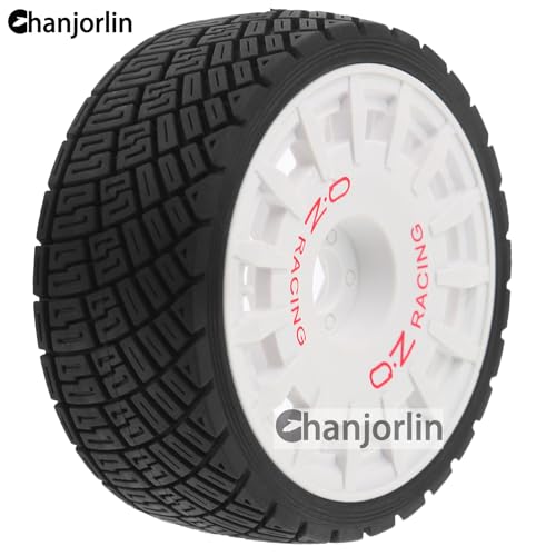 1/8 RC On Road Tires And Plastic Street Wheels 17mm Hex OD 3.94'' 1/7 Rally Racing Tyres For 1:8 1:7 Touring Street Drift Car Tamiya HPI WR8 HSP ARRMA Redcat Losi Kyosho GT2 VRX W10 (White) - color: White