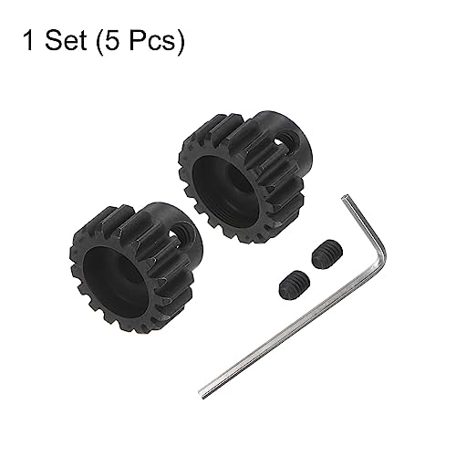 HARFINGTON Mod 1 M1 Pinion Motor Gear Set 2pcs 17T 18T Fit 5mm RC Motor Shaft M1 Pitch Gears for RC Car, with Hex Key - style: 17T 18T