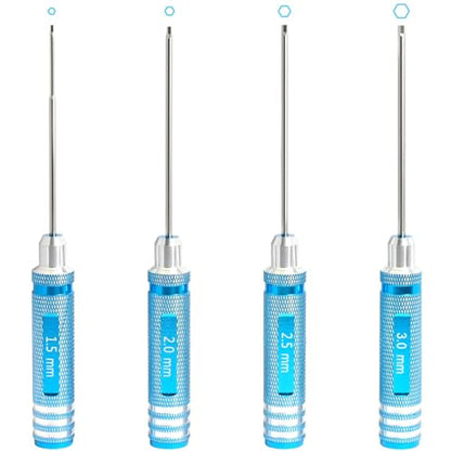 Hex Driver Set 1.5/2.0/2.5/3.0mm, RC Screwdriver Kit | Alloy Steel Bits & Magnetic Tips, Quick-Change Allen Wrench, RC Car Tool for RC Cars, Drones, Robots and Mini Crawlers - color: Blue-2