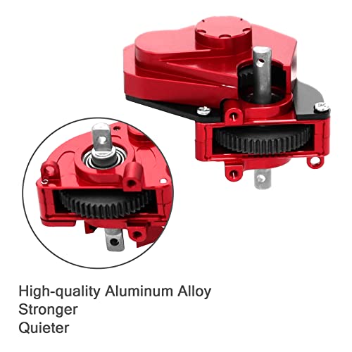 Complete Transmission Gearbox with Steel 0.3 Mod Transmission Gear for Axial SCX24 Deadbolt C10 JLU Gladiator Bronco 1/24 RC Crawler Car Upgrade (Red) - color: Red