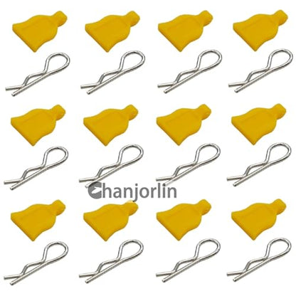 12 Pcs RC Car Universal RC Body Clips with Pull Tabs Car Clips R Clips Compatible with 1/8 1/10 1/12 RC On Road Car Crawler Truck Buggy Shell Replacement Parts TT02 Axial SCX10 (Yellow) - color: Yellow