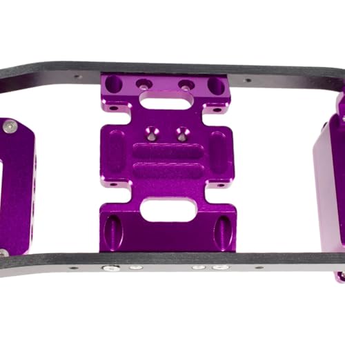 SCX10 Chassis Set for 1/10 RC Crawler w/Carbon Fiber Rails Metal Brace Skid Plate Adjustable Shock Mount Radio Box Battery Tray (Red Set) - color: Red Set