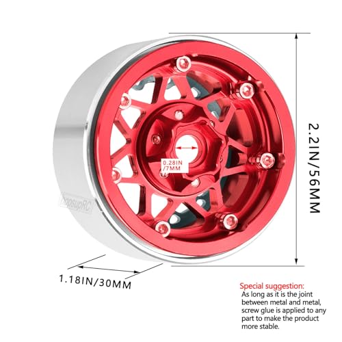 RC 1.9 Beadlock Wheel Rims for 1/10 SCX10 90046 AXI03007 TRX4 TRX6 VS4-10 Gen7 Gen8 MST CFX D90 RC Crawler,Aluminum 1.9" RC Tires Wheel Rim RC Truck Tires Wheels Rims.(4PCS) Red&Blue - color: Red&Blue（1.9 Rim）