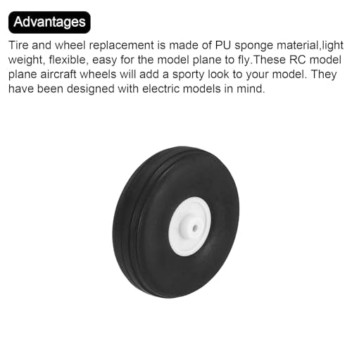 MECCANIXITY 10Pcs RC Airplane Wheels 1.8" OD Aircraft PU Rubber Tire Tail Airplanes Wheel Replacement for DIY Model Plane Helicopter Car - size: 1.8" OD