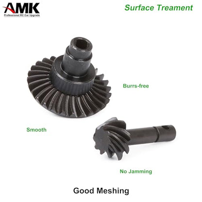 AMK 2 Sets Metal SCX10 III Bevel Gear, Ring Pinion Gear Set, -20% 8T-30T 1/10 Capra Underdrive Differential Axle Gears for RC Crawler Axial SCX10 Upgrades AR44 AR45 F9 (8T-30T) - size: 8T-30T