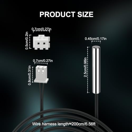 DROK 10K Temperature Sensor Probe 3pcs, 2 Meter Waterproof Temp Sensor Probe, Stainless Steel 3950 NTC Temp Sensor Probe, Digital Temperature Transmitter Extension Cable - size: 2-Meter/6.56ft