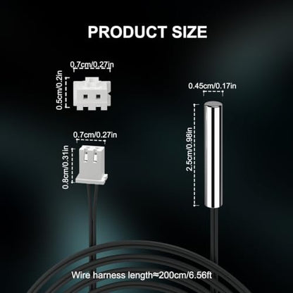 DROK 10K Temperature Sensor Probe 3pcs, 2 Meter Waterproof Temp Sensor Probe, Stainless Steel 3950 NTC Temp Sensor Probe, Digital Temperature Transmitter Extension Cable - size: 2-Meter/6.56ft