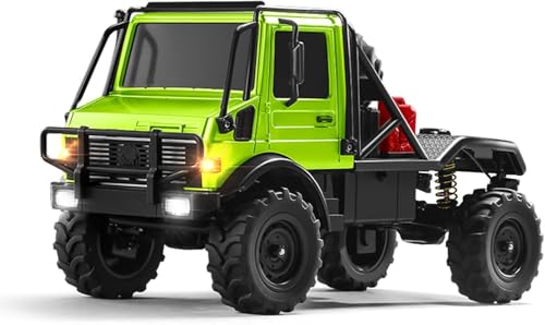 MN-333 1/18 Semi-Truck RC Crawler, Unimog U4000 4WD Full Scale Off Road RC Rock Crawler, 4x4 RC Car RTF Alloy Climing Vehicle for Hobby Gifts - color: Green