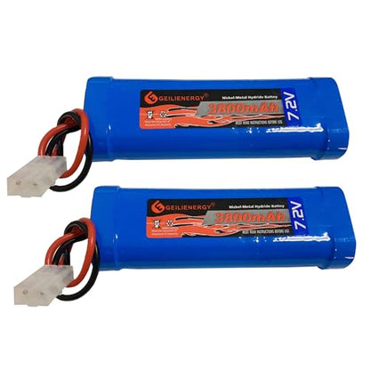 7.2V 3800mAh 6-Cell NiMH Battery for RC Cars Hobby Battery with Tamiya Connector for Car Truck Truggy Buggy Tank Airplane Helicopter Boat Racing (2 Pack) - size: 2 PACK 3800mAh Batteries