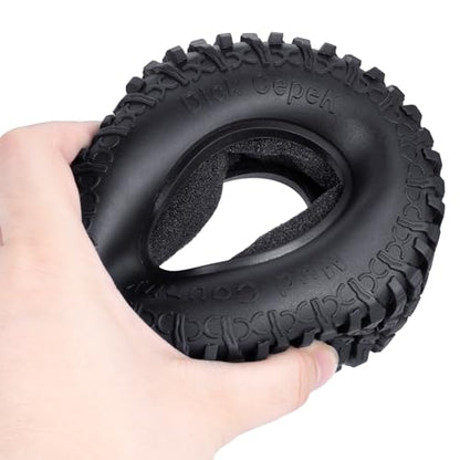 4PCS 1.9inch Rubber Tyre 100mm OD Wheels Tire Off Road Mud Wheel Tires Rubber Terrain Crawler Tyre for 1/10 TRX-4 Axial SCX10 90047 D90 D110 TF2 RC Crawler Car Replacement Upgrade Part