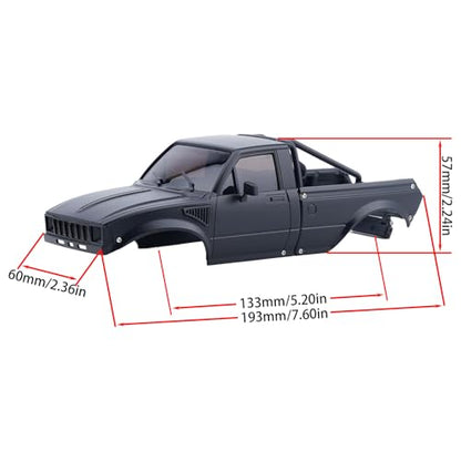 DJX SCX24 Body Shell with Bed Rack for Axial SCX24 C10 Bronco Wrangler Base Camp 1/24 RC Crawler Car (Black) - color: Black