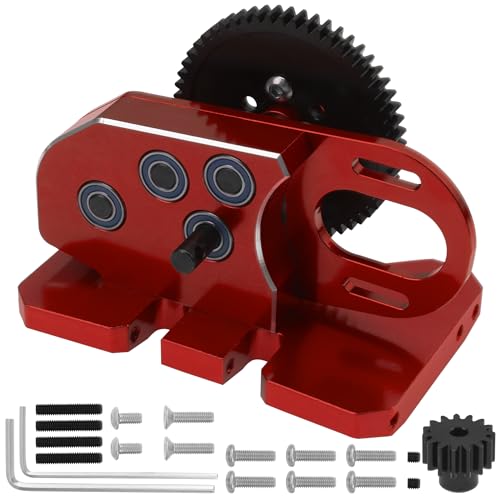 ShareGoo Aluminum 2Low Gearbox Middle Transmission w/Overdrive Gear for LCG Chassis Compatible with Axial SCX10 II III 90046 Capra TRX4 1/10 RC Crawler (Red) - color: Red