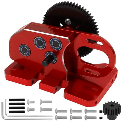 ShareGoo Aluminum 2Low Gearbox Middle Transmission w/Overdrive Gear for LCG Chassis Compatible with Axial SCX10 II III 90046 Capra TRX4 1/10 RC Crawler (Red) - color: Red