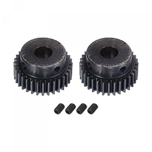 uxcell 1Mod 32T Pinion Gear 10mm Bore Hardened Steel Motor Rack Spur Gear with Step for RC Car Truck Buggy Gear Drive, 2 Set