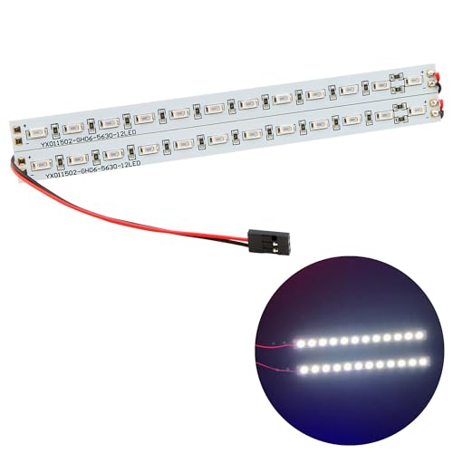 24 LEDs Chassis Light Aluminum RC LED Strip Lights Night Flash 6V Accessories Compatible with 1/10 1/8 Traxxas TRX4 TRX6 Slash Rustler Redcat 4WD RC Car Crawler Buggy