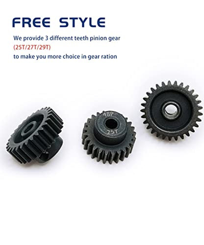 48P Pinion Gear Set 25T 27T 29T with Screwdriver for 1/10 RC Motor | Hardened Metal,High Strength,Wear Resistant 48P Pinion Gear Set for Traxxas Arrma HSP HPI AXIAL Tamiya Losi - size: 25T/27T/29T