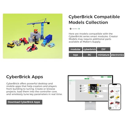 Makerworld CyberBrick Beginner Hardware Kit ZK004 (1 Vehicle,1 Remote),3D Printing STEM,DIY Build RC Car& Programmable Robotics Set,Modular Coding Electronics Learning Set for Bambu Lab Maker - size: ZK004 - Cyberbrick Beginner