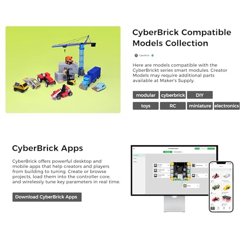 Makerworld CyberBrick Beginner Hardware Kit ZK004 (1 Vehicle,1 Remote),3D Printing STEM,DIY Build RC Car& Programmable Robotics Set,Modular Coding Electronics Learning Set for Bambu Lab Maker - size: ZK004 - Cyberbrick Beginner