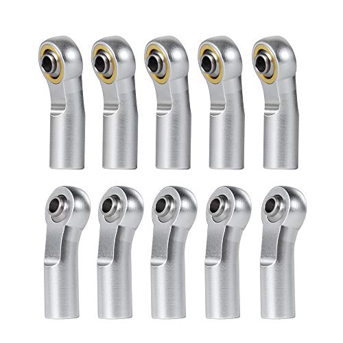 QUE-T 10pcs M3 Link Tie Rod End Metal Ball Joint Head for 1/10 RC Crawler Car Boat (Silver) - color: Silver