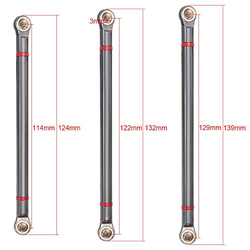 8PCS Alloy Upper & Lower Rod Link Linkage for 1/10 RC Axial SCX10 313mm Wheelbase