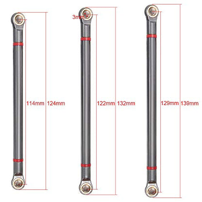 8PCS Alloy Upper & Lower Rod Link Linkage for 1/10 RC Axial SCX10 313mm Wheelbase