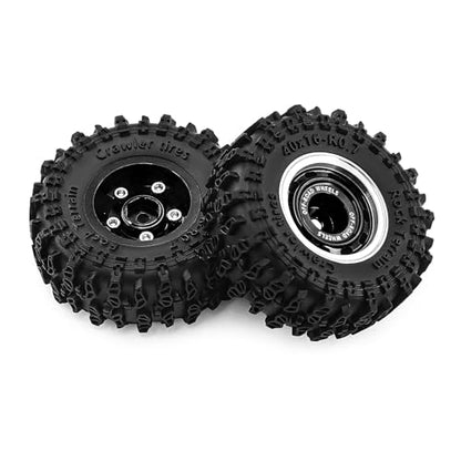 0.7 Inch RC Crawler Tires and Wheels Set 40×16mm for 1/30 Scale Axial SCX30 (Black) - color: Black