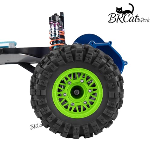 12/14/17mm Hex Hubs RC Truck Tires and Wheels for Slash 2WD 4X4,Arrm a Senton,Axia1,Rc 4wd,Red cat RC Truck,BRCatWPark RC Short Course Truck Wheels and Tires w/Sponge,(4Pcs) Green - color: Green - (12/14/17mm Hex)