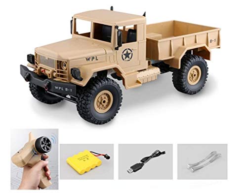 GracesDawn Remote Control Car, Terrain RC Cars, Electric Remote Control Off Road Military Truck, 1/16 2.4G 4WD Off-Road RC Military Truck Rock Crawler Army Car (Yellow)