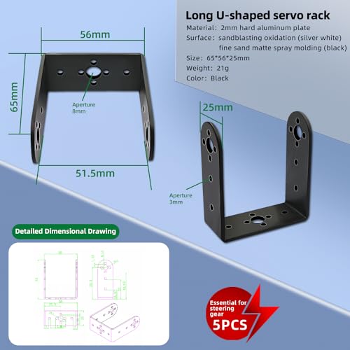 5Set Pan Tilt Servo Mount Bracket for MG995 MG996R S3003 U/L Shaped | Fits multiple servo models. Ideal joint accessory for humanoid robots, robotic vehicles and model boats assembly - style: 5 Sets Servo Bracket