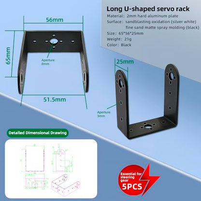 5Set Pan Tilt Servo Mount Bracket for MG995 MG996R S3003 U/L Shaped | Fits multiple servo models. Ideal joint accessory for humanoid robots, robotic vehicles and model boats assembly - style: 5 Sets Servo Bracket