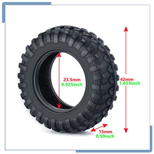 4PCS Rubber Micro RC Tires 42mm for Kyosho Mini Z 4x4 Tires 1/18 Scale 1/24 Scale - size: 42mm