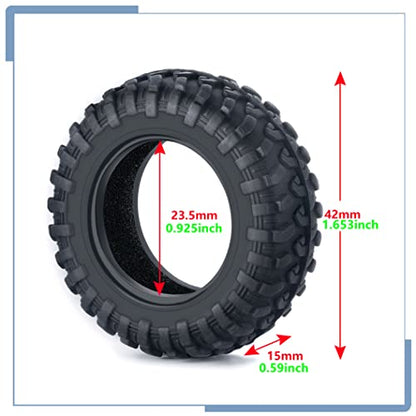 4PCS Rubber Micro RC Tires 42mm | For Kyosho Mini Z 4x4 Tires 1/18 Scale 1/24 Scale