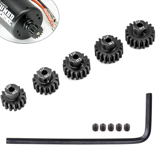 32P Hardened Pinion Gear Set 1/8 Inch Hole Metal Pinion Gear 15T 16T 17T 18T 19T 3.175mm RC Motor Pinion Gear Kit for 1/10 RC Car - style: 15 16 17 18 19T